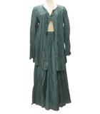 ヨーガンレール JURGEN LEHL リネン シルク セットアップ はぎ スカート 羽織り グリーン系 青緑 麻 絹