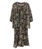 シセンドウ 詩仙堂 HITOSHI TAMURA ちりめん 絽縮緬 アンサンブル セットアップ カーディガン ワンピース 黒 ブラック