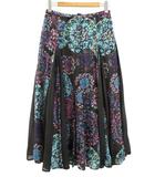 トクコプルミエヴォル TOKUKO 1er VOL フレア スカート 切替 9 ブラック 黒 プリント ボトムス