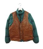 ショット SCHOTT 90s 2WAY ダウンジャケット レザー ベスト切替 USA製 グリーン ブラウン 38
