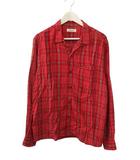 ラディアル RADIALL オープンカラー チェック 長袖 ボタンシャツ M 赤 レッド 開襟シャツ トップス