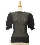 袖ボリュームニット プルオーバー 36 半袖 セーター ブラック 黒 トップス