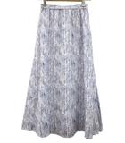 シビラ SYBILLA プリントシルクリネンスカート M ブルー 青 麻 絹 ボトムス