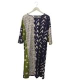 ソウソウ SOU SOU 源 げん ワコール ルームウェア 小袖 ひざ丈ワンピース プリント 紫 パープル 白 緑 グリーン 薄手 透け感 M