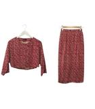 シセンドウ 詩仙堂 HITOSHI TAMURA ちりめん 縮緬 セットアップ ジャケット 長袖 ブラウス スカート プリント 花柄 総柄 レッド 赤 上下セット