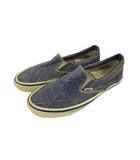 バンズ VANS 80s 90s スリッポン 革張り USA製 スニーカー キャンバス ヴィンテージ シューズ 総柄 ネイビー