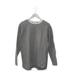 23区 オンワード樫山 コットンベアジャージー 長袖 ロンT  ロングTシャツ  ボーダー 白 黒 ホワイト ブラック サイドスリット トップス 38