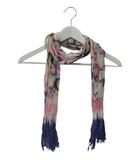 コーチ COACH ストール リネン シルク プリント 薄手 透け感 紫 ピンク 白系 緑 シワ加工 フリンジ