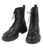 SUNNY トラックソール ブーツ VELAR 38 ブラック 黒 レザー コンバット シューズ 靴