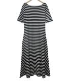 ローレンラルフローレン LAUREN RALPH LAUREN ボーダー ワンピース M ブラック 黒 ホワイト 白 ボートネック ストレッチ フレア