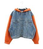 ギャップ GAP オールド 90s デニムジャケット ナイロン切替 パーカー ブルー オレンジ L
