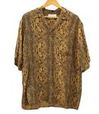 ワコマリア WACKO MARIA MIGHTYCROWN S/S HAWAIIAN SHIRT TYPE-5 マイティクラウン ハワイアンシャツ パイソン柄 L ブラウン系 半袖 アロハシャツ トップス ☆AA★