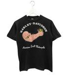 ハーレーダビッドソン HARLEY DAVIDSON 70s BIG ARM ビッグアーム 両面プリント Tシャツ S HANESボディ USA製 ブラック ヴィンテージ