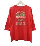 ドゥニーム DENIME Tシャツ 七分袖 クルーネック M 赤 レッド トップス