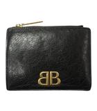 バレンシアガ BALENCIAGA コンパクト ウォレット ミニ財布 モナコ MONACO 黒 レザー ☆AA★