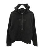 プラダ PRADA ロゴ エンブロイダリー パーカー M 黒 ブラック 長袖 プルオーバー トップス ☆AA★