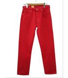 リーバイス Levi's 90s デッドストック 501 カラーデニムパンツ ジーンズ USA製 フラッシャー付き レッド 赤 W34 L34