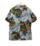  ハレアカファッションズ Hareaka Fashions アロハシャツ ハワイアンシャツ 総柄 ハワイ製 水色 緑系