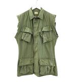 ヴィンテージ VINTAGE 60s US ARMY 米軍 ジャングルファティーグ ジャケット カットオフ ベスト S-R 4th リップストップ オリーブ ミリタリー
