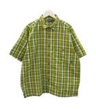 Puckerware Shirt パッカーウェアシャツ L グリーン チェック シアサッカー 半袖 ボタンシャツ トップス