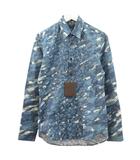 ルイヴィトン LOUIS VUITTON シャツ 長袖 XXS ブルー系 迷彩 カモフラージュ柄 キム・ジョーンズ期 トップス ☆AA★