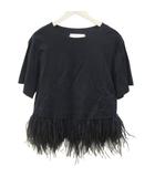 ルシェルブルー LE CIEL BLEU フェザートップス Tシャツ 半袖 36 S ネイビー 紺 綿 コットン
