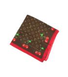 ルイヴィトン LOUIS VUITTON 村上隆 チェリー モノグラム コットンチーフ ハンカチ スカーフ ブラウン 茶 MURAKAMI