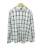 トミーヒルフィガー TOMMY HILFIGER チェック シャツ 長袖 ロゴ ラウンド 薄手 Mサイズ 緑 グリーン ☆AA★