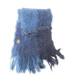 ロエベ LOEWE 美品 モヘア混 マフラー アナグラム シャギー グラデーションカラー 青 ブルー ■GY14