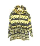 ケンゾー KENZO ラパン刈毛プレート ヴィンテージ VINTAGE パーカー 総柄 ジャケット アウター  約Mサイズ 黄 イエロー 黒 ブラック IBO53