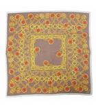 セリーヌ CELINE スカーフ ハンカチーフ チェーン柄 正方形 茶系 ■GY14 X