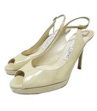 ジミーチュウ JIMMY CHOO サンダル パンプス ハイヒール バックストラップ エナメル 靴 36 1/2 約23.5cm ベージュ IBO53 X