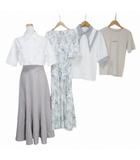 5点セット 春夏衣類 まとめ シャツ ブラウス ワンピース Tシャツ ロングスカート 半袖 5分袖 無地 総柄 M～L マルチカラー X