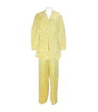  アルマンド ヴァンテロ ARMAND VENTILO セットアップ 長袖 シャツ ロングパンツ リネン シルク リーフ柄 36 M相当 黄 イエロー X