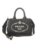 美品 カナパ CANAPA キャンバス トートバッグ ショルダーバッグ 2WAY ロゴ 三角プレート B2439G 黒 ブラック