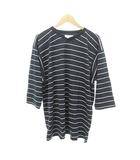 ノンネイティブ nonnative タグ付き COACH Q/S V-NECK TEE BORDER COTTON JERSEY ボーダー Vネック Tシャツ 七分袖 日本製 2 Mサイズ 紺 ネイビー