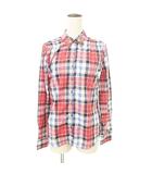 トミーヒルフィガー TOMMY HILFIGER 美品 長袖 チェック シャツ ブラウス ビジュー Sサイズ 赤 レッド MMT