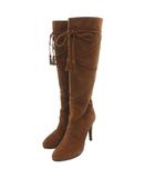 ダイアナ DIANA ロングブーツ スエード ヒール リボン 23.5cm 茶 ブラウン /JS ■YHS5