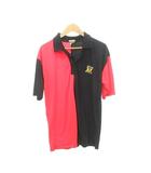  JAGUAR バイカラー ポロシャツ 半袖 トップス Mサイズ 黒 ブラック 赤 レッド ■YHS6