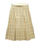 ハウスチェック スカート ロング タック フレア 69-94 ベージュ  ■YHS8