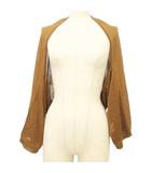 リネン ニット ショート カーディガン ボレロ 40 茶 ブラウン ■YHS8