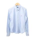 ボタンダウン シャツ 長袖 ワンポイント ロゴ 薄手 11 約Lサイズ 青 ブルー ■YHS8