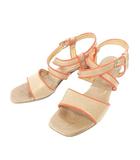 ヒロフ HIROFU ヒール サンダル レザー イタリア製 22.5㎝ 茶 ブラウン オレンジ ■YHS3