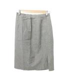 美品 スカート ひざ丈 スリット 薄手 40 約Lサイズ グレー ■YHS3