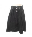 オリーブデオリーブ OLIVE des OLIVE スカート ロング フレア 無地 ウエストゴム 厚手 フリーサイズ 黒 ブラック ■YHS8
