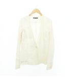 セオリー Theory ノーカラー ジャケット 羽織 薄手 麻混 2 Mサイズ 白 ホワイト ■YHS7