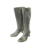 ラボキゴシ RABOKIGOSHI レザー ロング ブーツ ヒール サイドジップ 日本製 23.5㎝ ダークグリーン ■YHS5