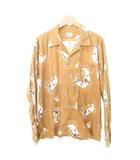 ショット SCHOTT 美品 アラスカ柄 スキッパー シャツ ブラウス 長袖 総柄 Lサイズ 茶 ブラウン系