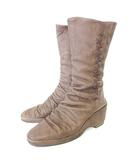 モードエジャコモ Mode et Jacomo D'ICI ミドル ブーツ レザー サイドレースアップ ウェッジソール 23.5 茶 ブラウン A1107