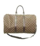 ルイヴィトン LOUIS VUITTON N41428 キーポルバンドリエール45 ダミエ エベヌ ボストンバッグ PVCキャンバス カデナ付 2WAY 茶 ブラウン ☆AA★